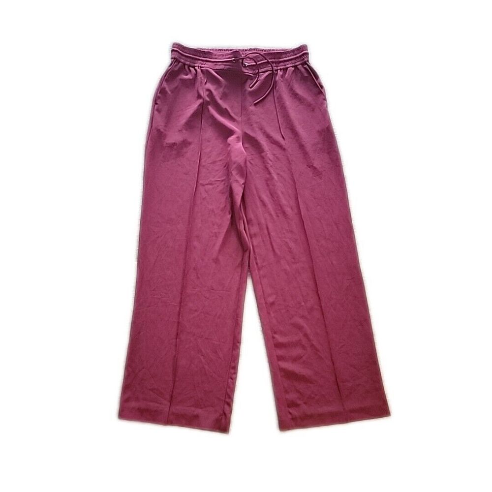 J & L Atelier Burgundy Pull On Dress Pants ~ High Rise ~  Sz L ~ 30.5" Inseam